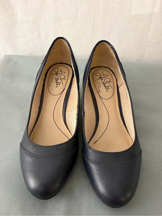 Life Stride Dasha Navy Blue Wedge Pumps Pointed Toe Womens 6.5M(B168)